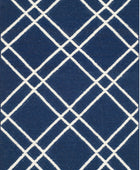 BLUE AND WHITE GEOMETRIC HAND WOVEN DHURRIE