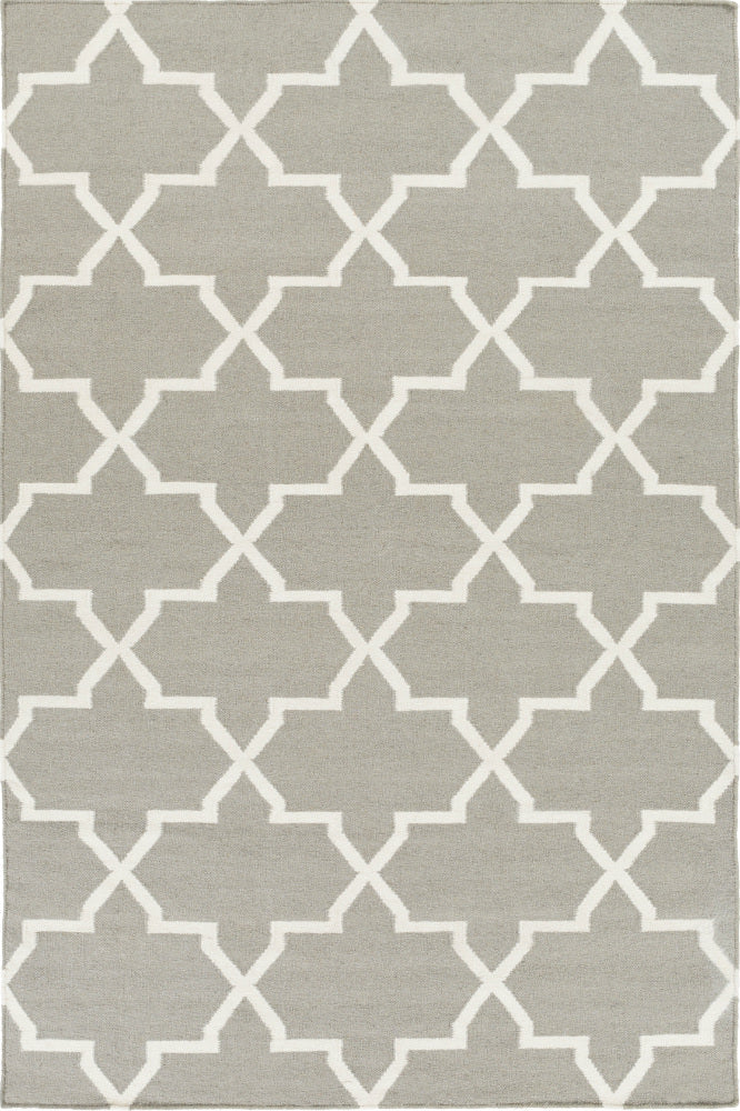 GREY AND WHITE MOROCCAN HAND WOVEN DHURRIE