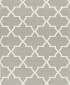 GREY AND WHITE MOROCCAN HAND WOVEN DHURRIE