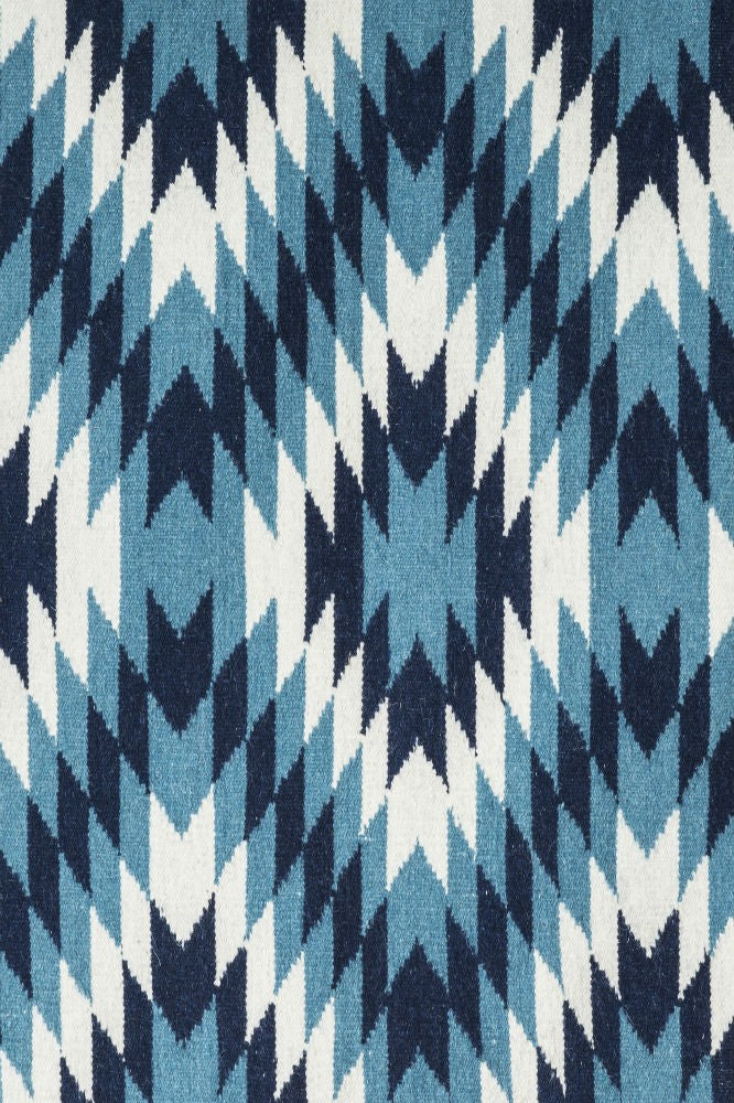 BLUE AZTEC HAND WOVEN KILIM DHURRIE - Imperial Knots