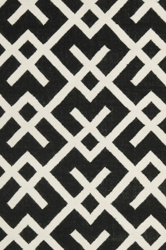 BLACK AND WHITE LINKS HAND WOVEN DHURRIE - Imperial Knots