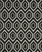 BLACK AND IVORY GEOMETRIC HAND WOVEN DHURRIE