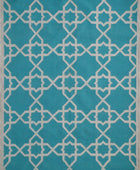 BLUE AND IVORY TRELLIS HAND WOVEN DHURRIE