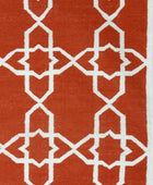 RUST AND IVORY LATTICE HANDWOVEN DHURRIE - Imperial Knots