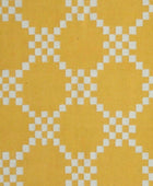 YELLOW AND IVORY LINKS HAND WOVEN DHURRIE - Imperial Knots