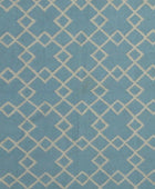 BLUE AND IVORY GEOMETRIC HAND WOVEN DHURRIE