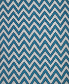 BLUE AND WHITE CHEVRON HAND WOVEN DHURRIE