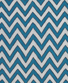 BLUE AND WHITE CHEVRON HAND WOVEN DHURRIE