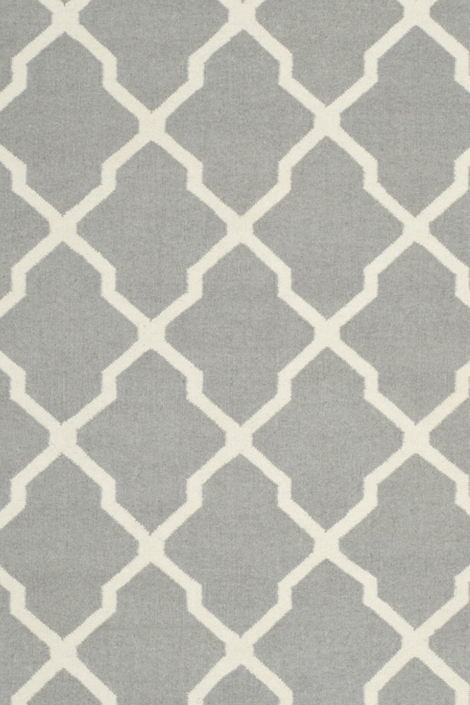 GREY AND WHITE MOROCCAN HAND WOVEN DHURRIE
