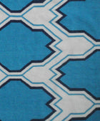 BLUE AND IVORY MOROCCAN HAND WOVEN DHURRIE - Imperial Knots