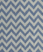 BLUE AND IVORY CHEVRON HAND WOVEN DHURRIE