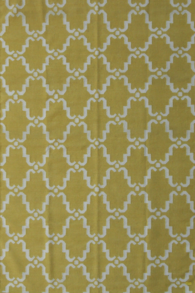 YELLOW AND IVORY MOROCCAN HAND WOVEN DHURRIE