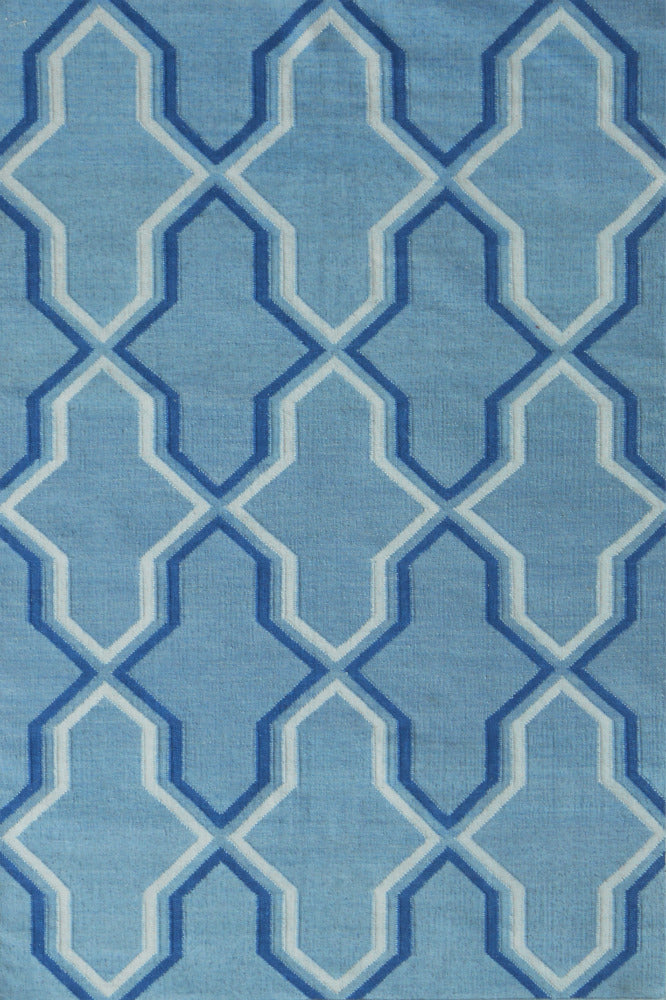 BLUE AND WHITE MOROCCAN HAND WOVEN DHURRIE