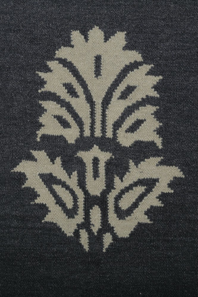 GREY IVORY PAISLEY HAND WOVEN DHURRIE - Imperial Knots