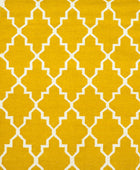 YELLOW AND IVORY MOROCCAN HAND WOVEN DHURRIE - Imperial Knots