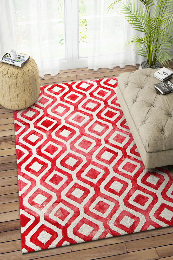 RED DIP DYED HAND TUFTED CARPET