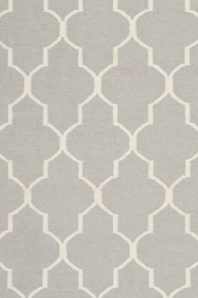 GREY IVORY MOROCCAN HAND WOVEN DHURRIE - Imperial Knots