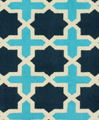 BLUE AND IVORY TRELLIS HAND WOVEN DHURRIE - Imperial Knots
