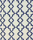 IVORY AND BLUE TRELLIS HAND WOVEN DHURRIE - Imperial Knots