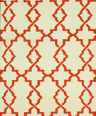 IVORY AND RED TRELLIS HAND WOVEN DHURRIE - Imperial Knots