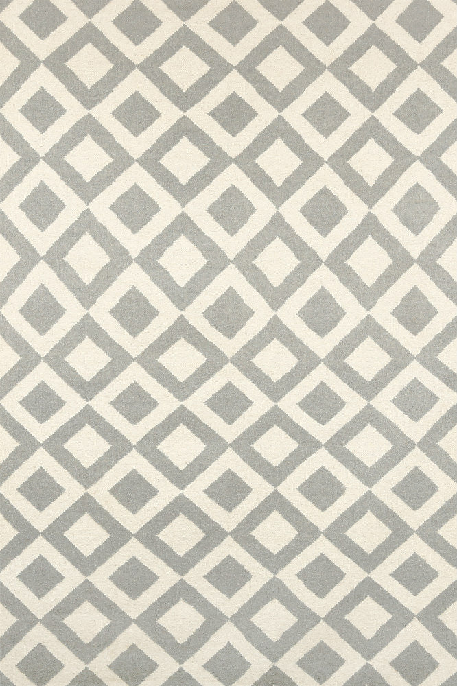 IVORY GREY DIAMOND HAND WOVEN DHURRIE