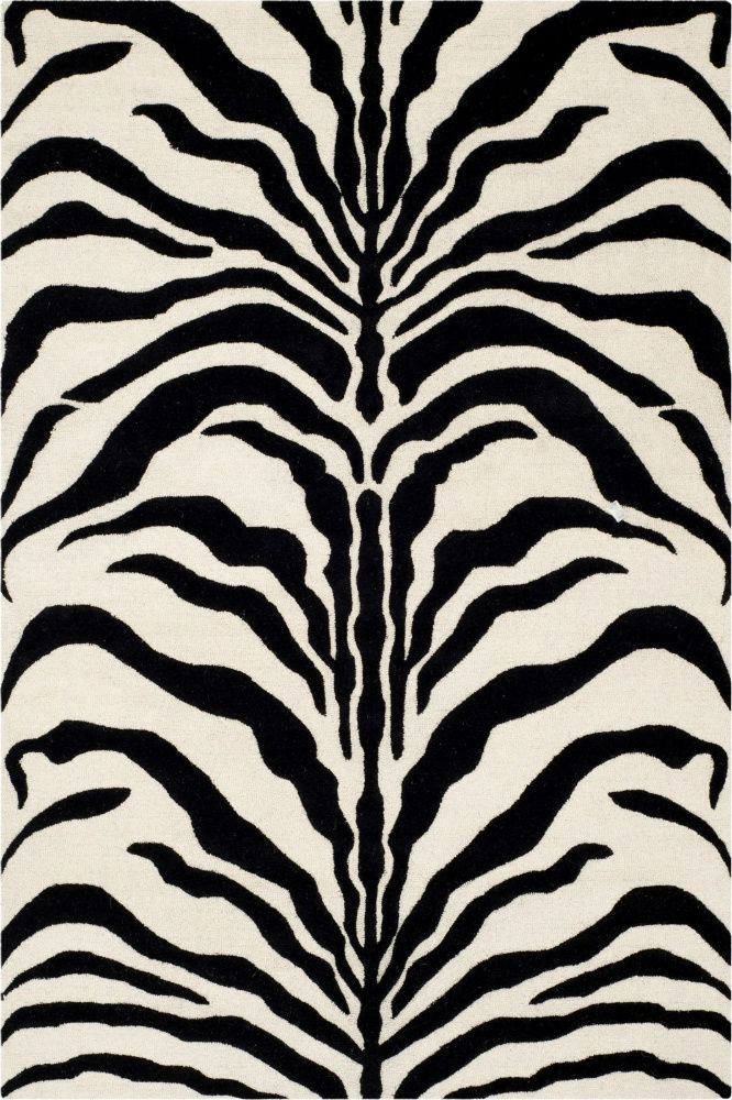 BLACK AND IVORY ZEBRA STRIPES HAND TUFTED CARPET