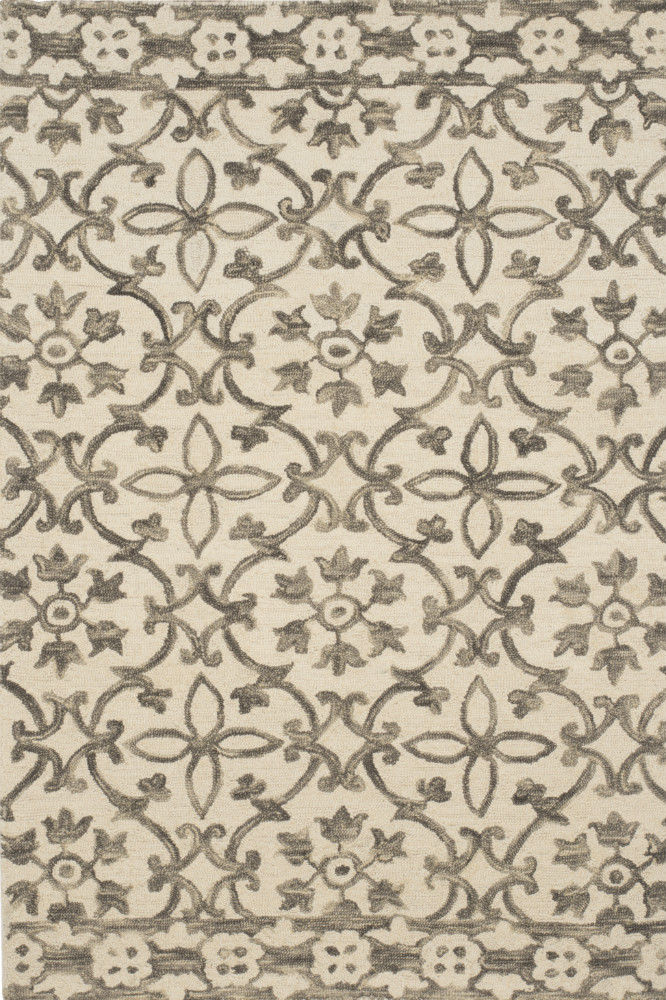 IVORY DAMASK HAND TUFTED CARPET