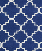 BLUE AND WHITE MOROCCAN HAND WOVEN DHURRIE