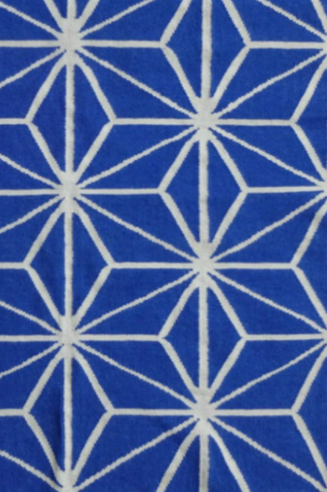 BLUE AND IVORY STAR HAND WOVEN DHURRIE