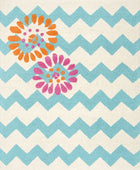 BLUE AND WHITE CHEVRON HAND TUFTED CARPET