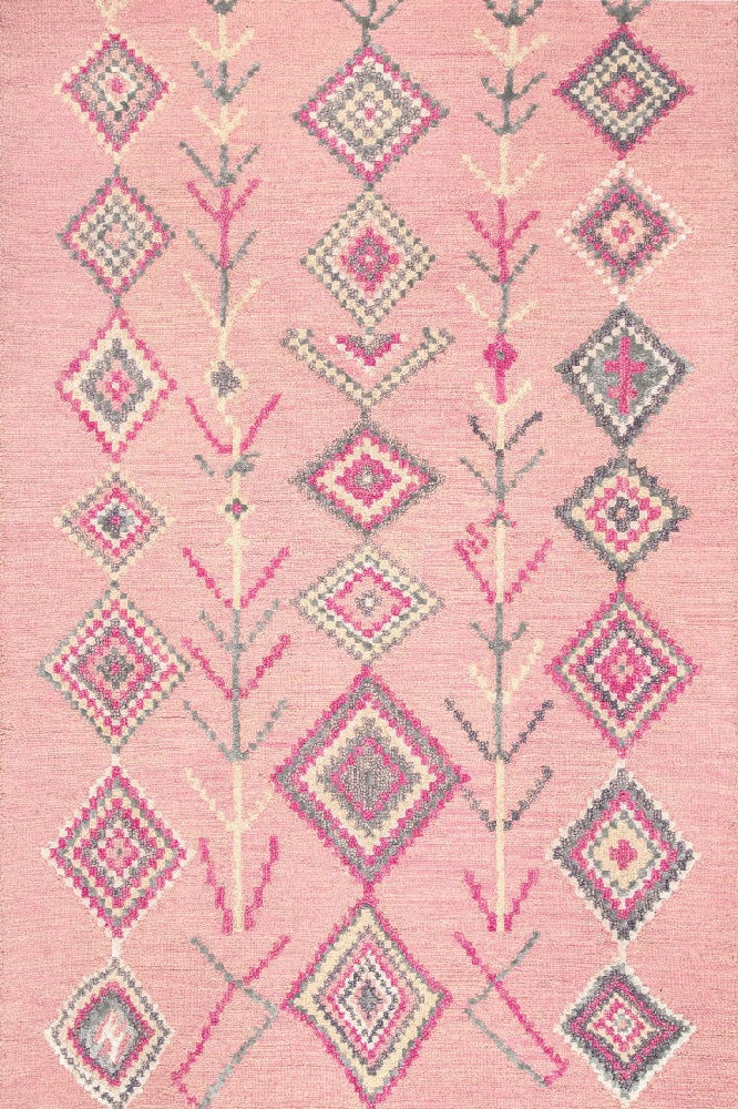 PINK MULTICOLOR GEOMETRIC HAND TUFTED CARPET