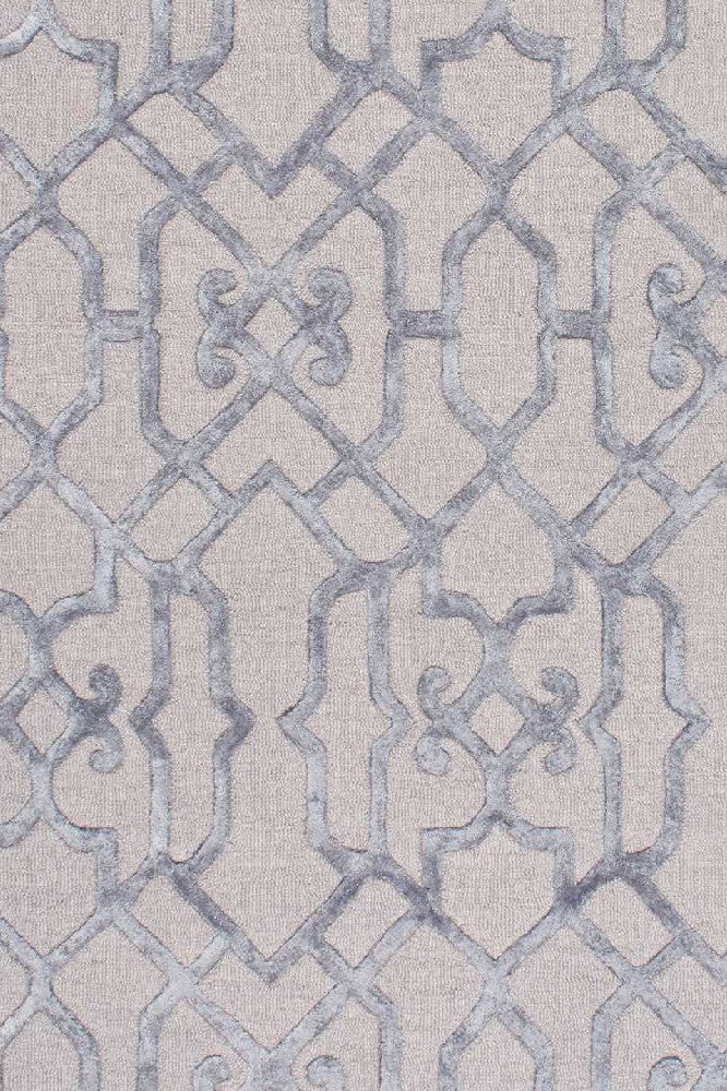 GREY GEOMETRIC HAND TUFTED CARPET