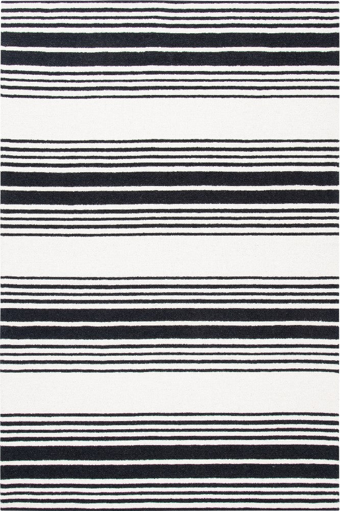 BLACK AND WHITE STRIPES HAND TUFTED CARPET