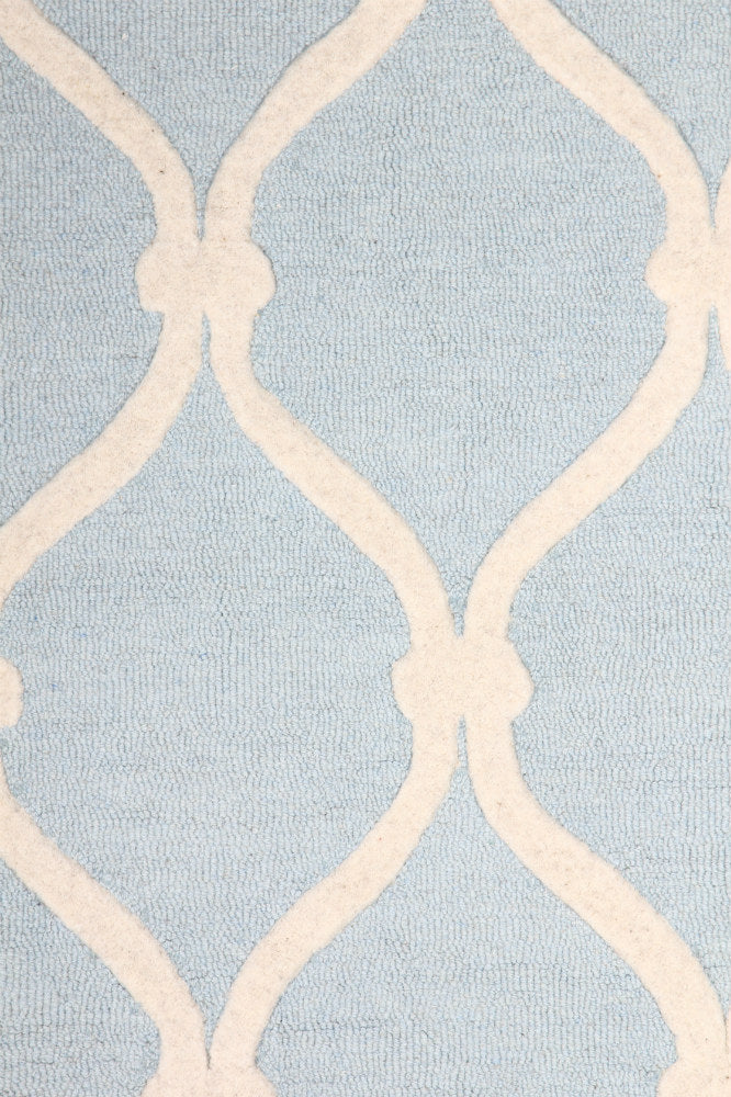 BLUE AND WHITE GEOMETRIC HAND TUFTED CARPET