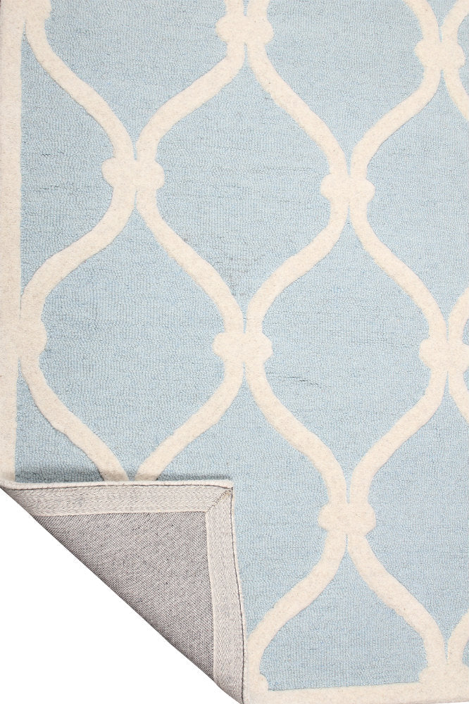 BLUE AND WHITE GEOMETRIC HAND TUFTED CARPET