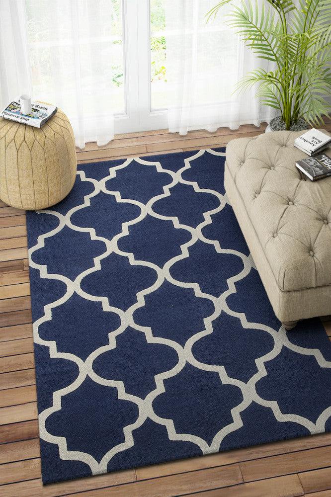 BLUE MOROCCAN HAND TUFTED CARPET - Imperial Knots