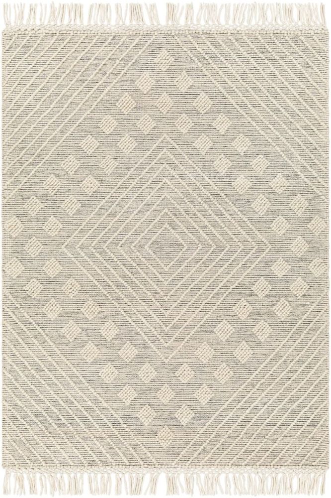 IVORY AND BLACK KILIM HAND WOVEN DHURRIE