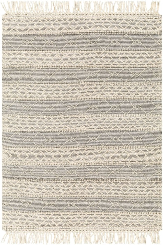 IVORY AND GREY KILIM HAND WOVEN DHURRIE