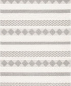 IVORY AND GREY KILIM HAND WOVEN DHURRIE