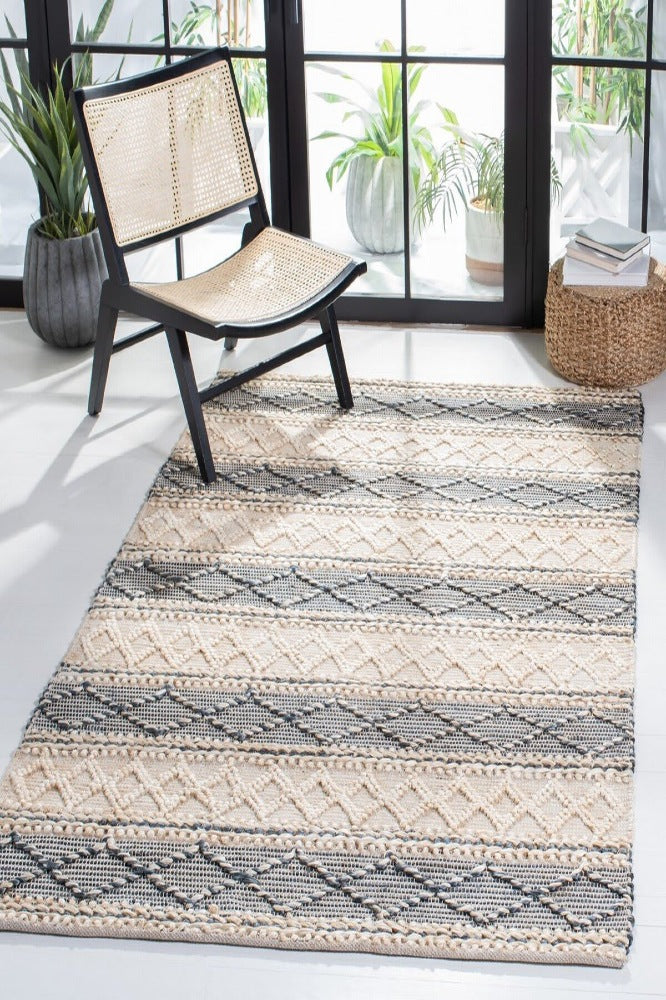 IVORY AND GREY KILIM HAND WOVEN DHURRIE