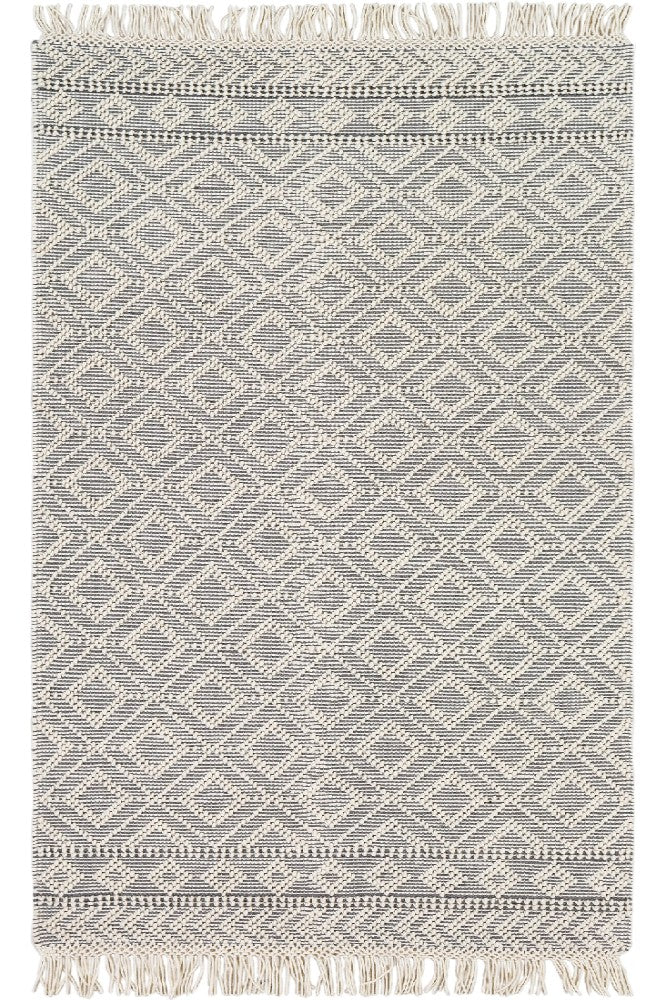 IVORY AND BLACK KILIM HAND WOVEN DHURRIE