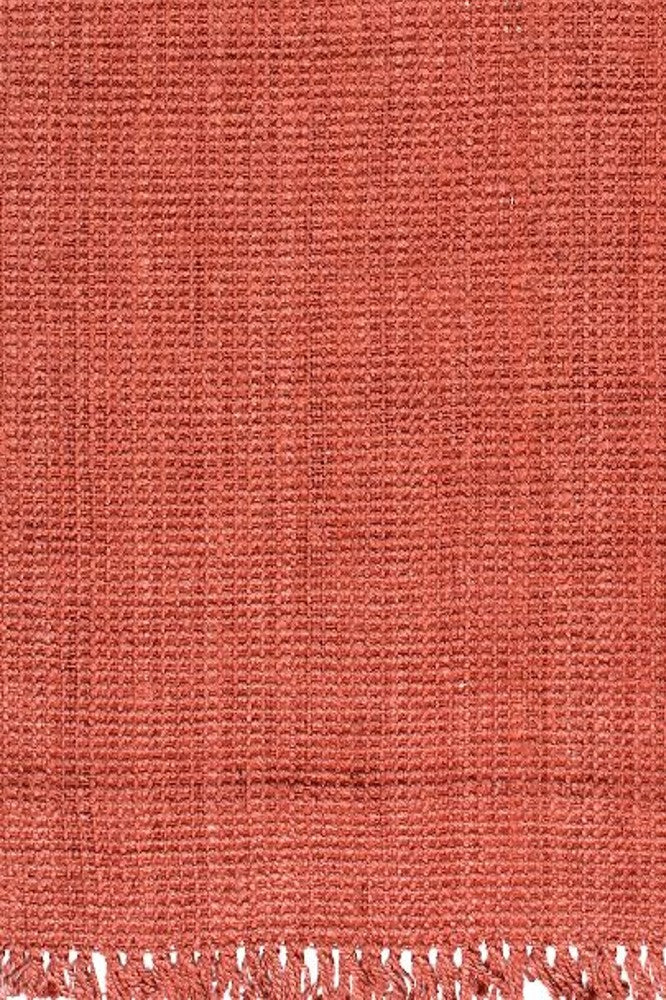 ORANGE SOLID JUTE HAND WOVEN DHURRIE