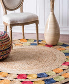 MULTICOLOR ROUND JUTE KILIM HAND WOVEN DHURRIE