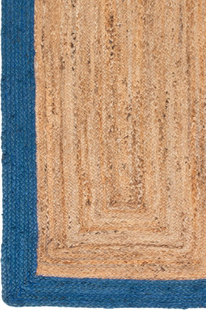 BLUE AND NATURAL JUTE HAND WOVEN DHURRIE