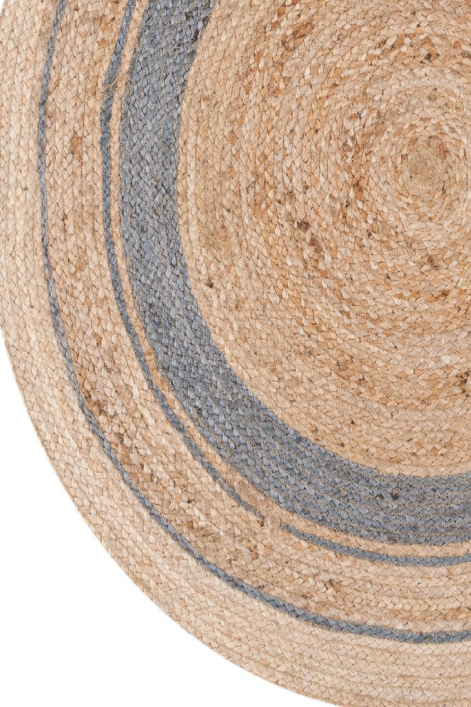 GREY AND NATURAL ROUND JUTE HAND WOVEN DHURRIE