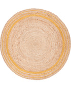 YELLOW AND NATURAL ROUND JUTE HAND WOVEN DHURRIE