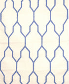 IVORY BLUE TRELLIS HAND WOVEN DHURRIE