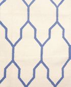 IVORY BLUE TRELLIS HAND WOVEN DHURRIE