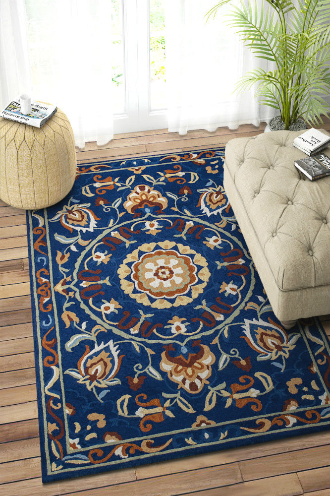 BLUE SUZANI HAND TUFTED CARPET