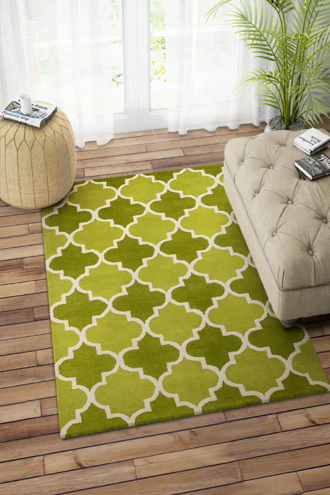 GREEN MOROCCAN HAND TUFTED CARPET